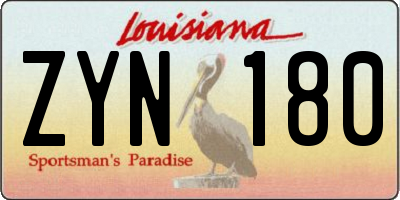 LA license plate ZYN180