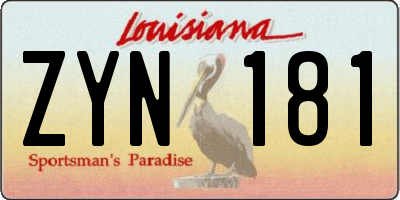 LA license plate ZYN181