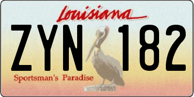 LA license plate ZYN182