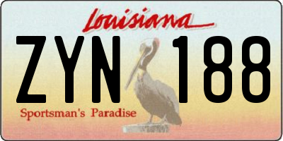 LA license plate ZYN188