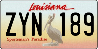 LA license plate ZYN189