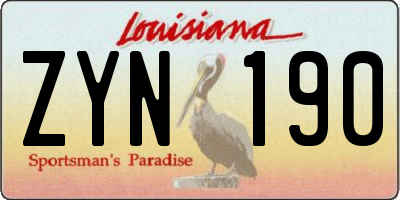 LA license plate ZYN190
