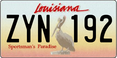 LA license plate ZYN192