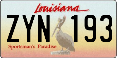 LA license plate ZYN193