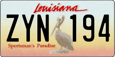 LA license plate ZYN194