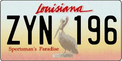 LA license plate ZYN196