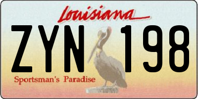 LA license plate ZYN198