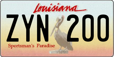 LA license plate ZYN200