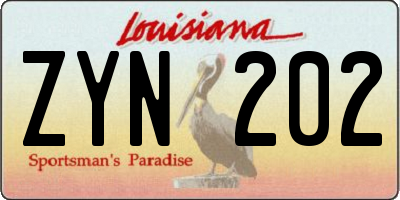 LA license plate ZYN202