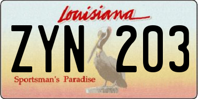 LA license plate ZYN203