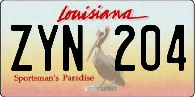 LA license plate ZYN204