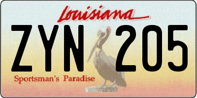 LA license plate ZYN205