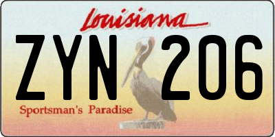 LA license plate ZYN206