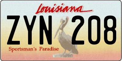 LA license plate ZYN208