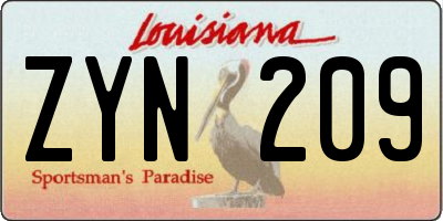LA license plate ZYN209