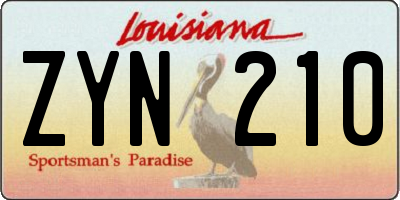 LA license plate ZYN210