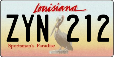 LA license plate ZYN212