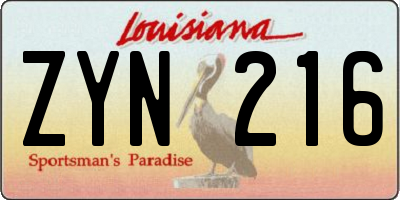 LA license plate ZYN216