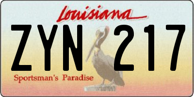 LA license plate ZYN217