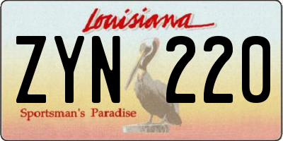 LA license plate ZYN220