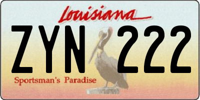 LA license plate ZYN222