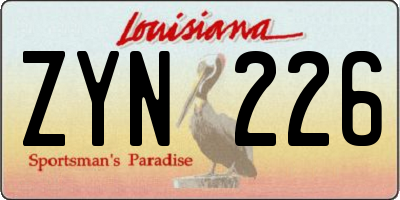 LA license plate ZYN226