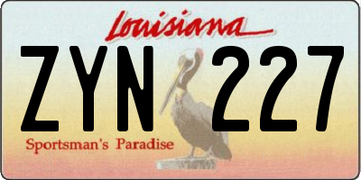 LA license plate ZYN227