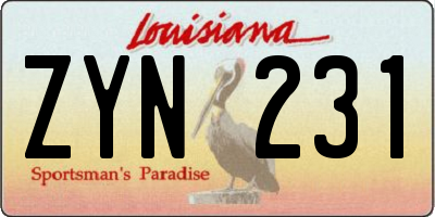 LA license plate ZYN231