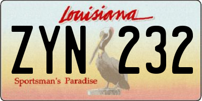 LA license plate ZYN232