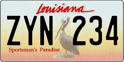 LA license plate ZYN234