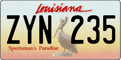 LA license plate ZYN235