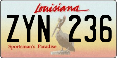 LA license plate ZYN236