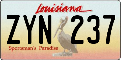 LA license plate ZYN237