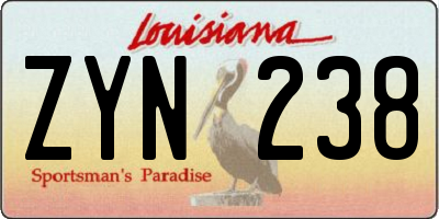 LA license plate ZYN238