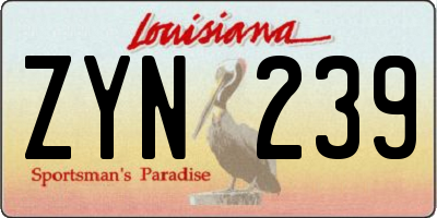 LA license plate ZYN239