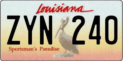 LA license plate ZYN240