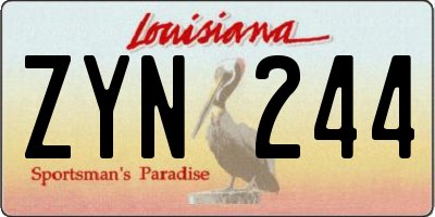 LA license plate ZYN244