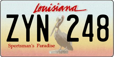 LA license plate ZYN248
