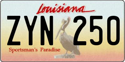 LA license plate ZYN250