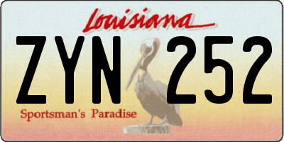 LA license plate ZYN252