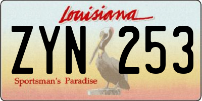 LA license plate ZYN253