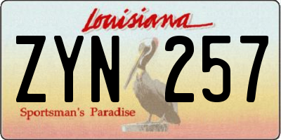 LA license plate ZYN257