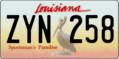 LA license plate ZYN258
