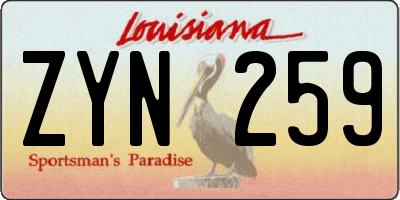 LA license plate ZYN259