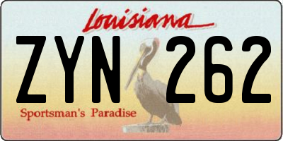 LA license plate ZYN262