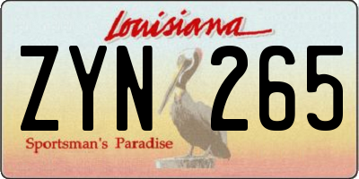 LA license plate ZYN265