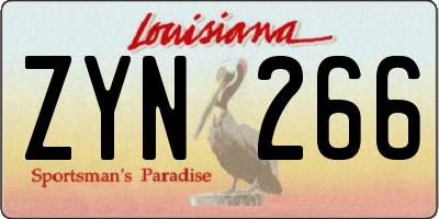 LA license plate ZYN266