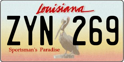 LA license plate ZYN269