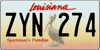 LA license plate ZYN274