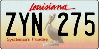 LA license plate ZYN275